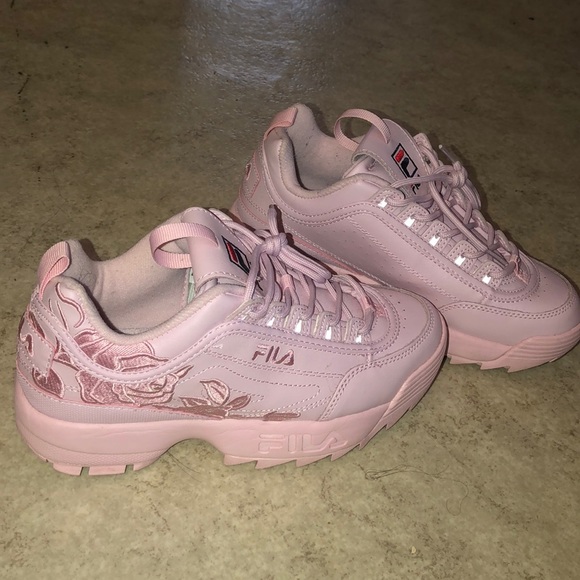 pink rose fila shoes